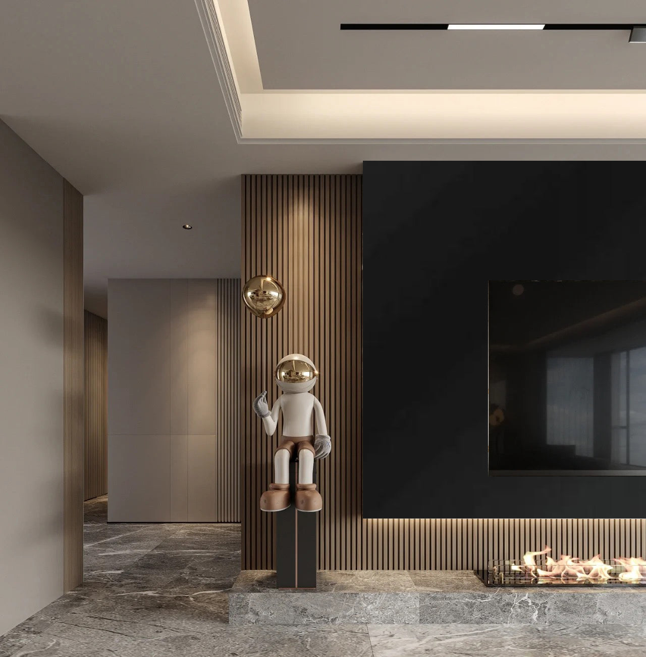 Bellezza Black wandpaneel - 280 x 60 cm - Metal black - wandpaneel