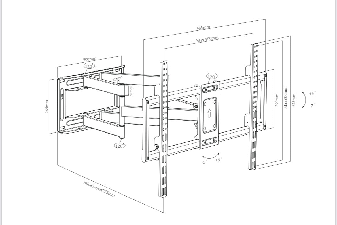 Ultra Heavy Duty Uitklapbare TV Beugel – Geschikt voor TV's tot 100 inch