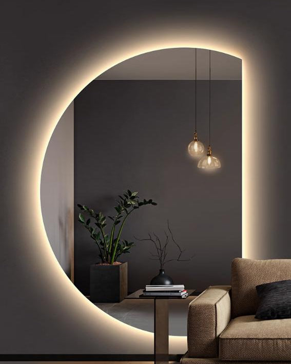 Halve maan spiegel Lys met LED verlichting | Luxe design 180x100 cm