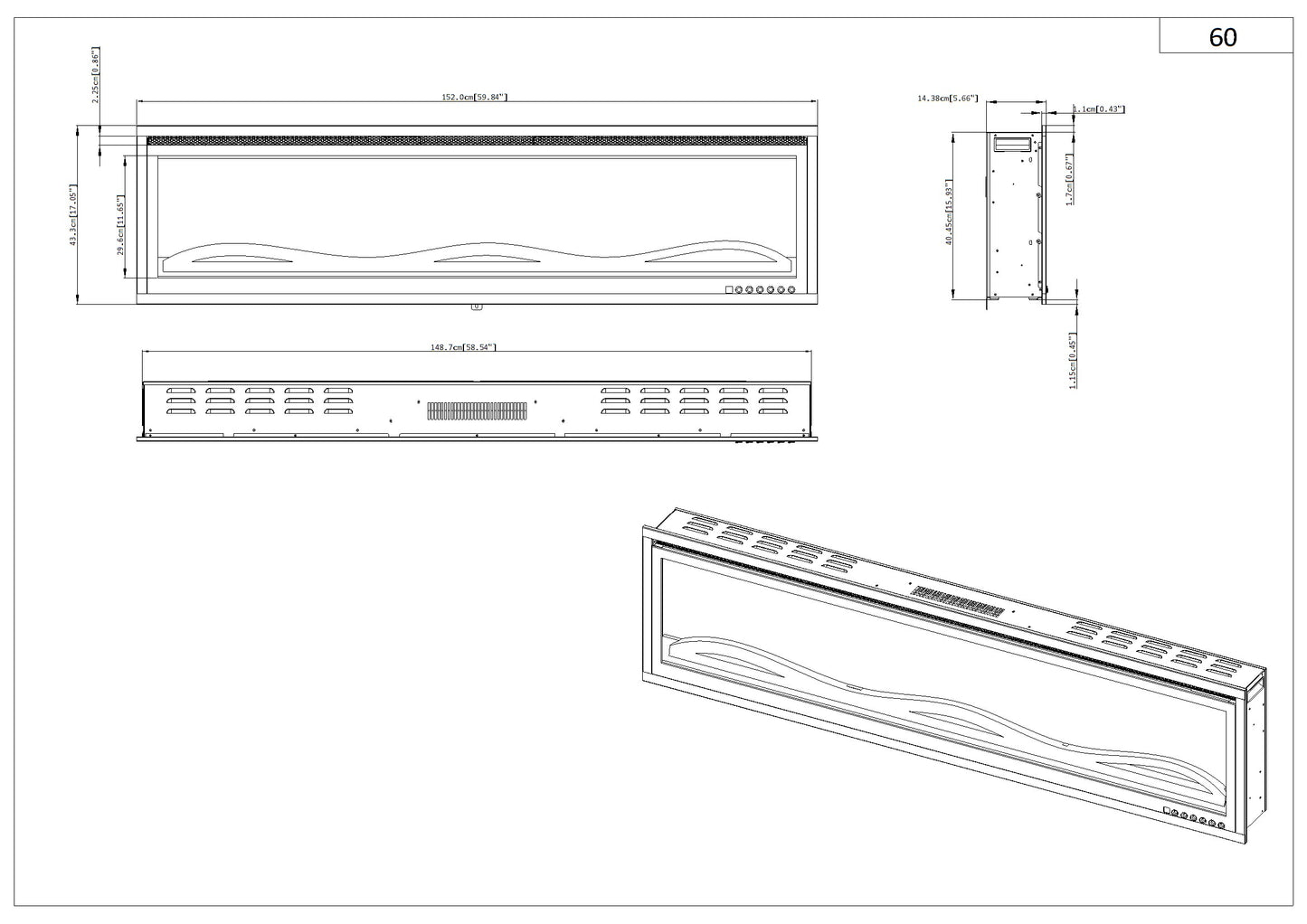 Dutch Fires - Decori Slimline 60″ inch – 152cm