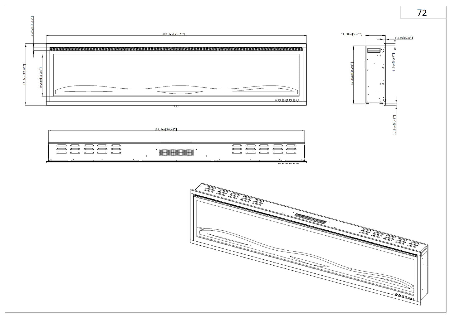 Dutch Fires - Decori Slimline 72″ inch – 183cm