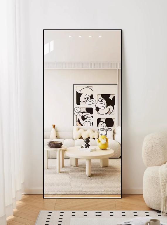 Rechthoekige spiegel Lys – Luxe zwart design | 180x100 cm staand of hangend