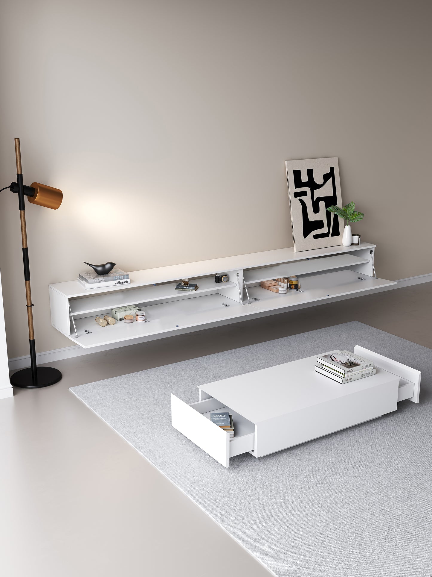 TV meubel 150cm - URBAN Exclusive Collection - Wit mat