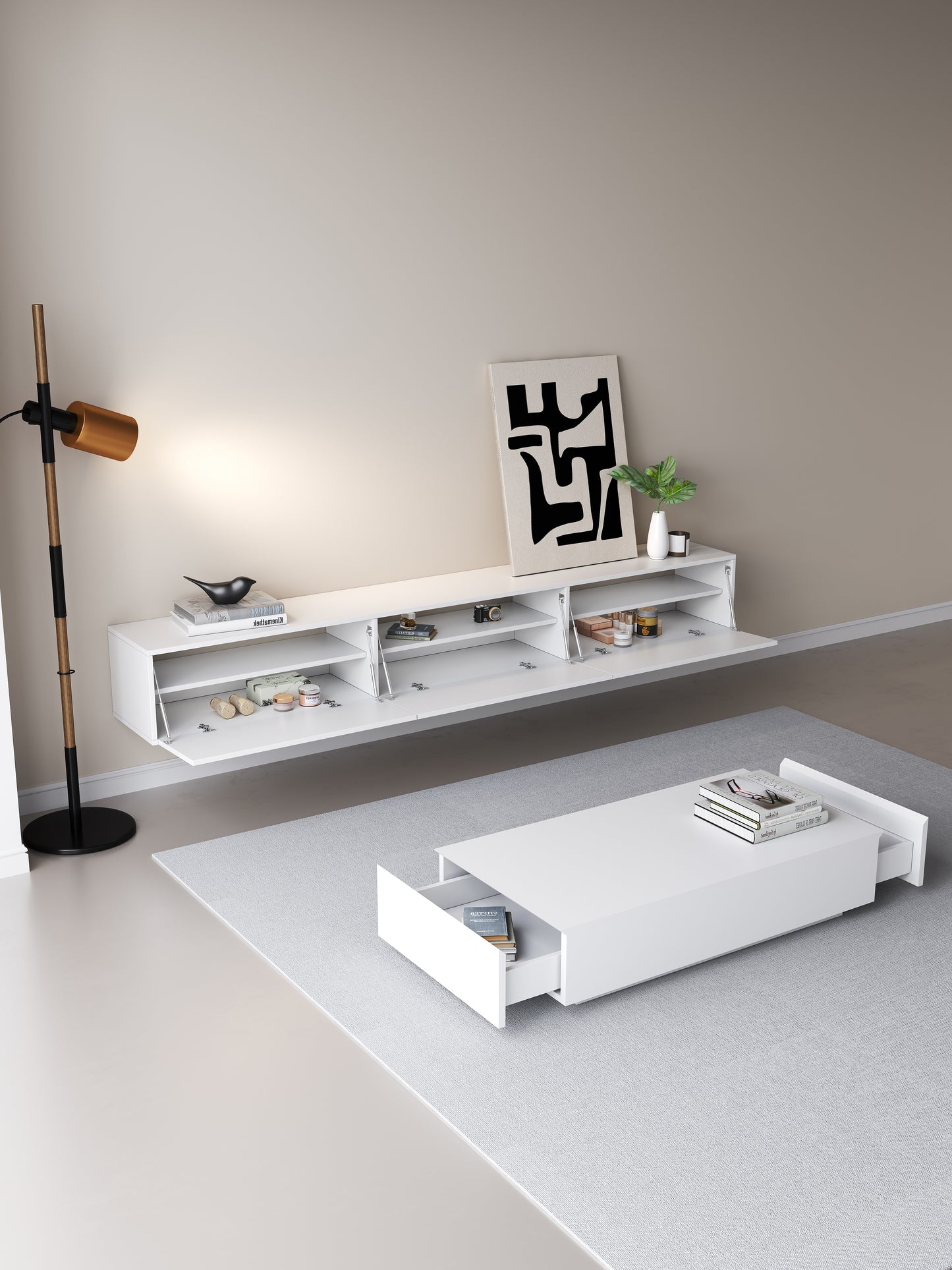 TV meubel 180cm - URBAN Exclusive Collection - Wit mat