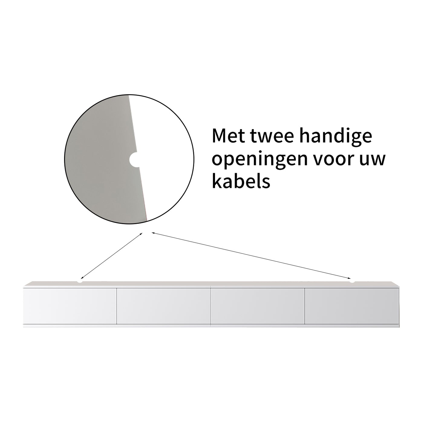 TV meubel 300cm - URBAN Exclusive Collection - Wit mat