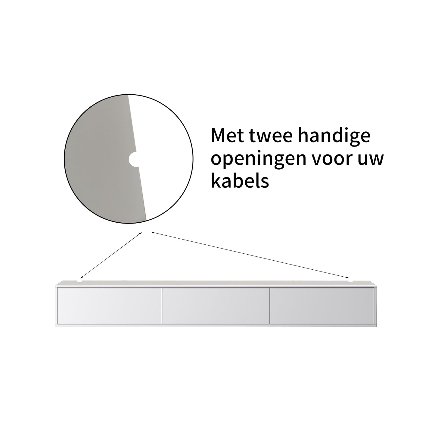TV meubel 240cm - URBAN Exclusive Collection - Wit mat