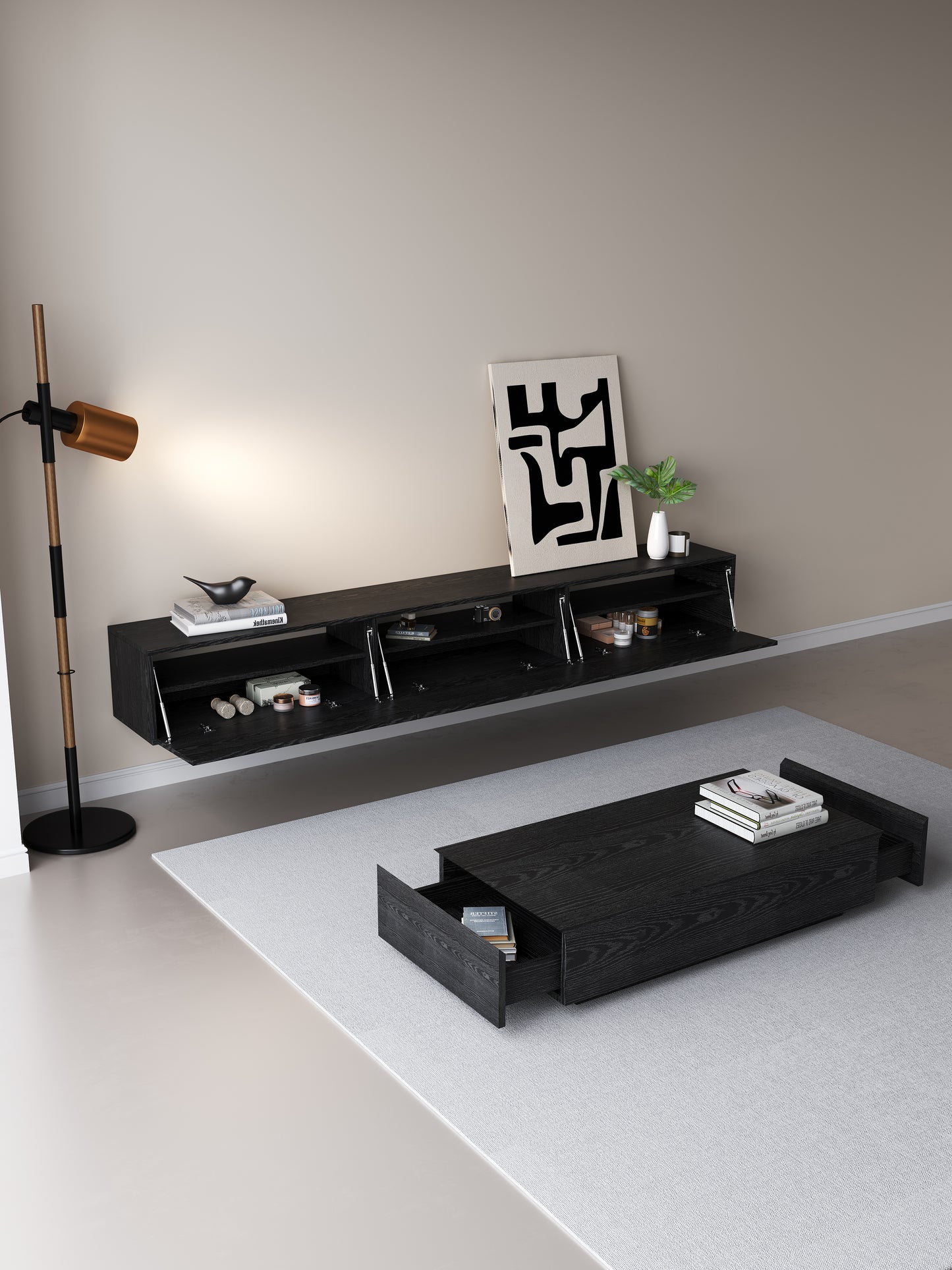 TV meubel 180cm - URBAN Exclusive Collection - Zwart eiken