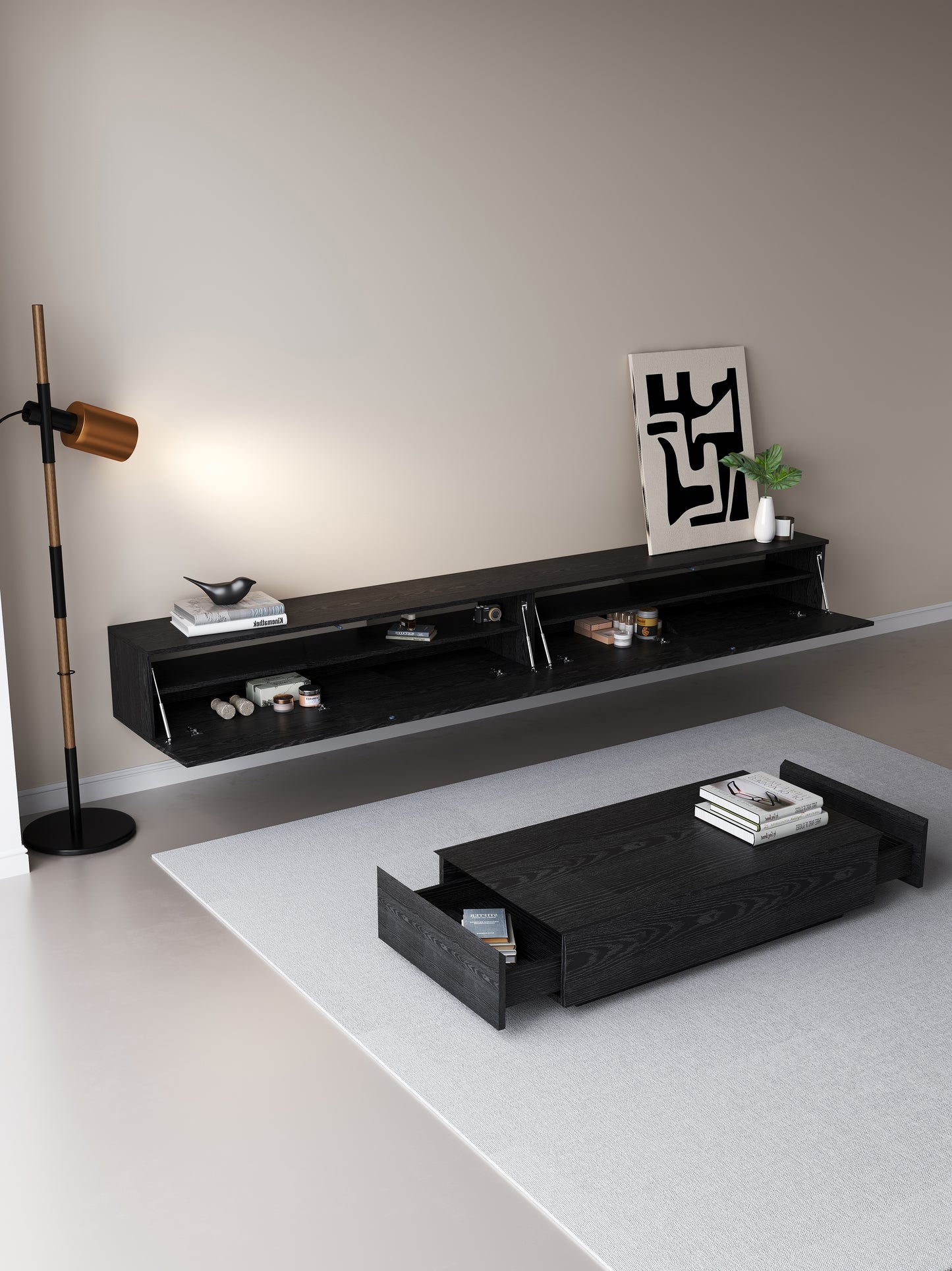 TV meubel 150cm - URBAN Exclusive Collection - Zwart eiken