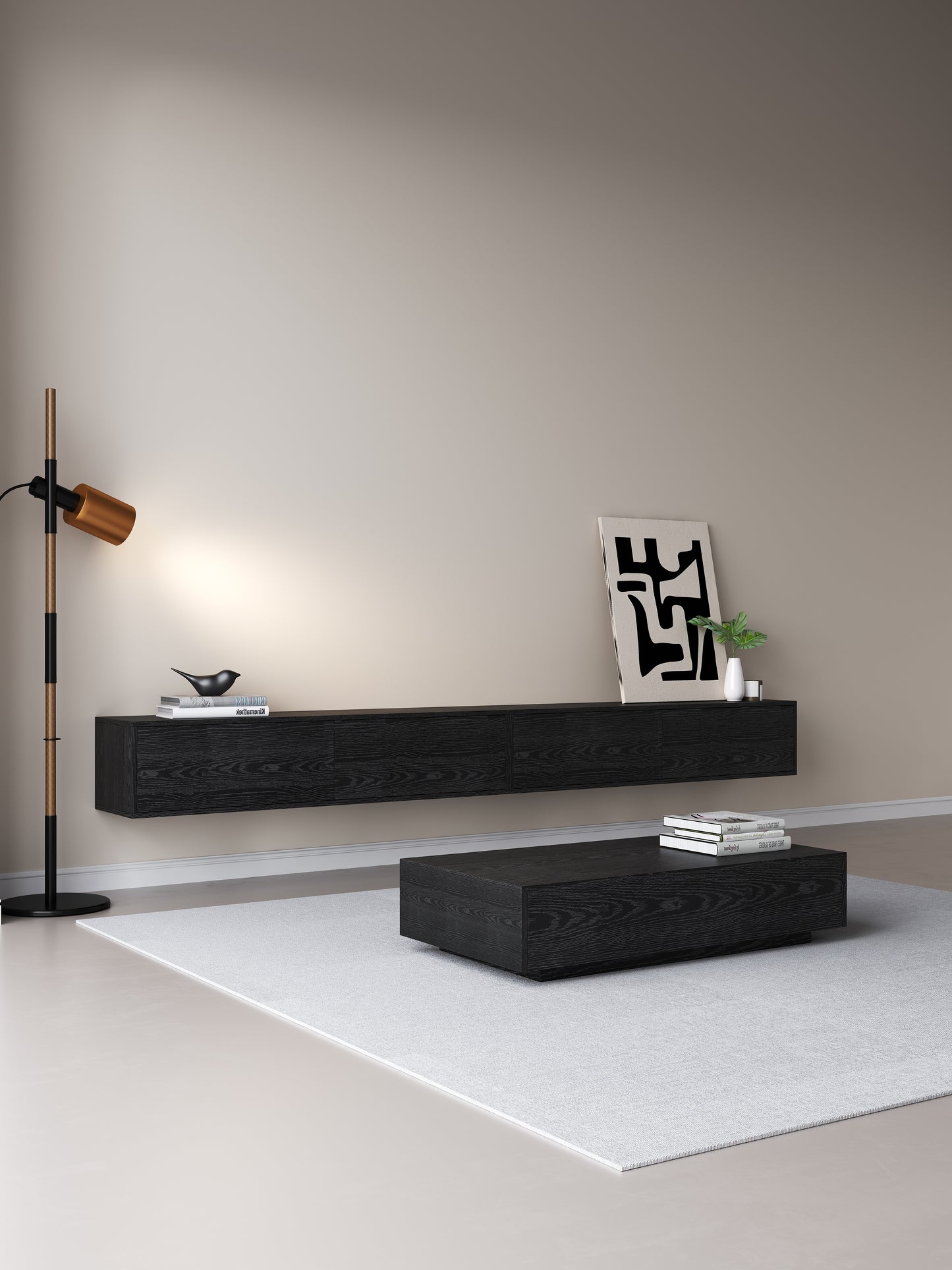TV meubel 300cm - URBAN Exclusive Collection - Zwart eiken