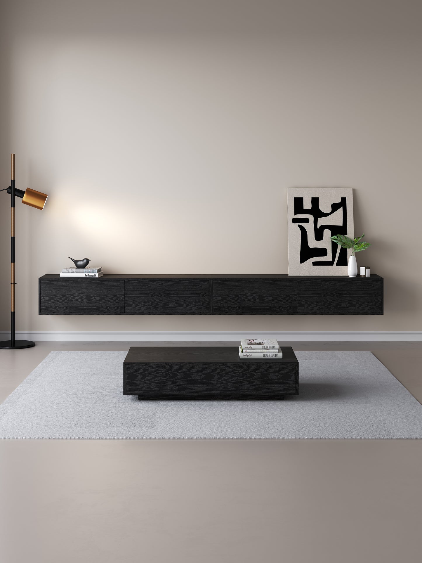 TV meubel 300cm - URBAN Exclusive Collection - Zwart eiken