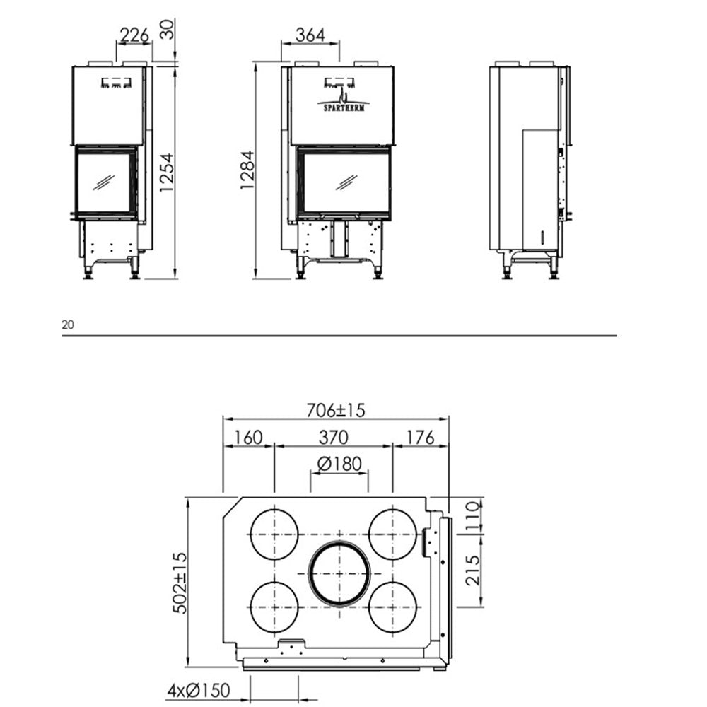 Spartherm Linear Corner 59x39x44 (liftdeur)