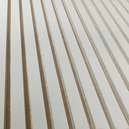 Akoestische wandpanelen - 280 x 60 cm - Beige mat met beige vilt - Lattenwand - Akupanel