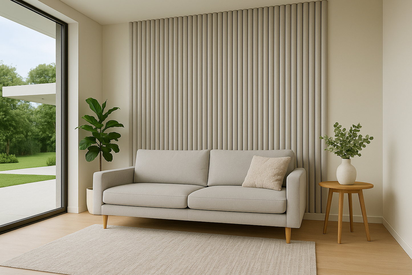 Suède Akoestisch Wandpaneel – Japandi Beige – 280 x 60 cm