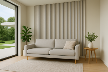 Suède Akoestisch Wandpaneel – Japandi Beige – 280 x 60 cm