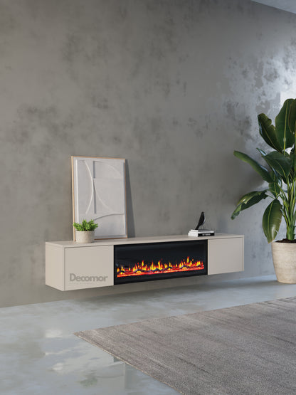 Chic TV Meubel met Elektrische Sfeerhaard – 280 cm – Japandi Beige