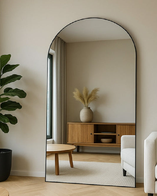 Boogspiegel Lys – Luxe zwart design 180x100 cm | Staand & hangend