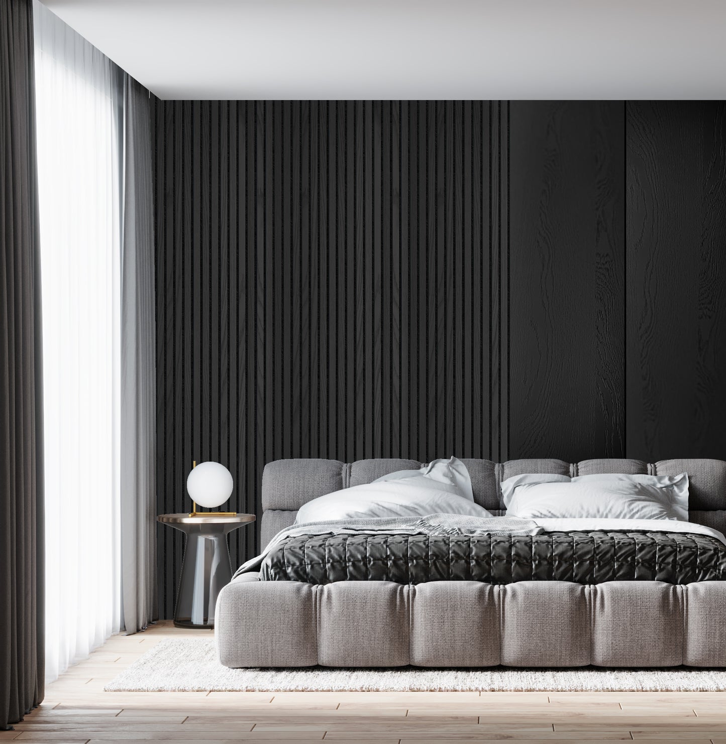 Decor Paneel – Zwart Eiken – Akoestisch Wandpaneel – 280 x 60 cm