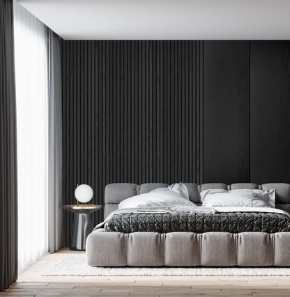 Decor Paneel – Zwart Eiken – Akoestisch Wandpaneel – 280 x 60 cm