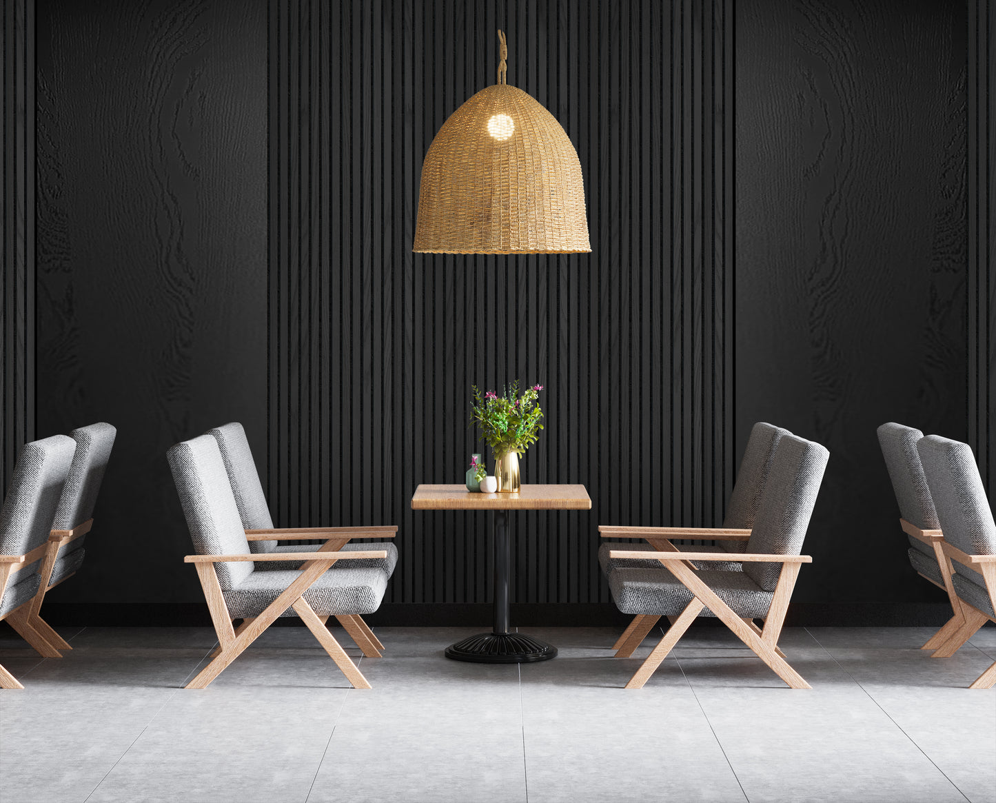 Decor Paneel – Zwart Eiken – Akoestisch Wandpaneel – 280 x 60 cm