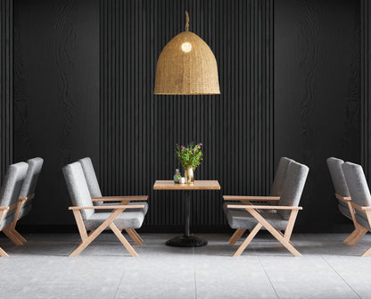 Decor Paneel – Zwart Eiken – Akoestisch Wandpaneel – 280 x 60 cm