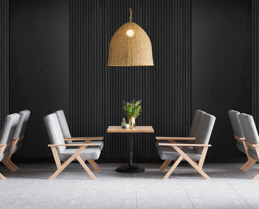 Decor Paneel – Zwart Eiken – Akoestisch Wandpaneel – 280 x 60 cm