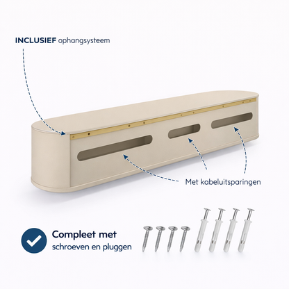 Chic Curve Ronde TV Meubel 180 cm – Zwevend – Japandi Beige