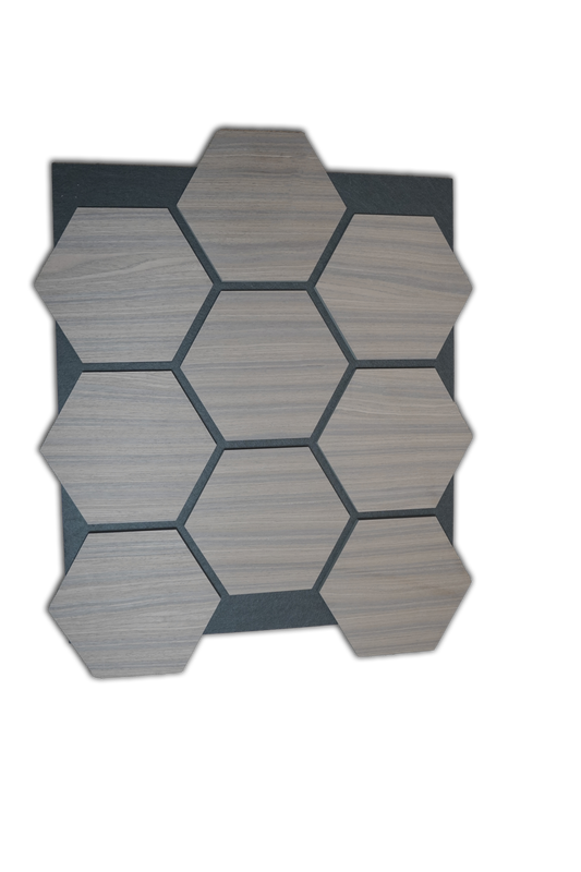 Hexagon Akupanel – Akoestische wandpaneel - Gerookt Eiken 80 x 65 x 2cm