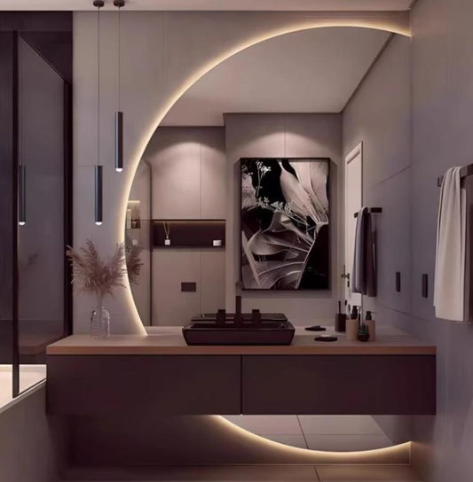 Halve Maan Spiegel Lys – 160x100 cm | Tweedelig design met LED-verlichting