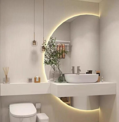 Halve Maan Spiegel Lys – 160x100 cm | Tweedelig design met LED-verlichting