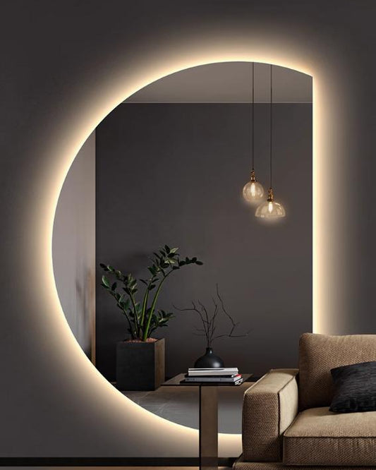 Halve maan spiegel Lys met LED verlichting | Luxe design 180x100 cm