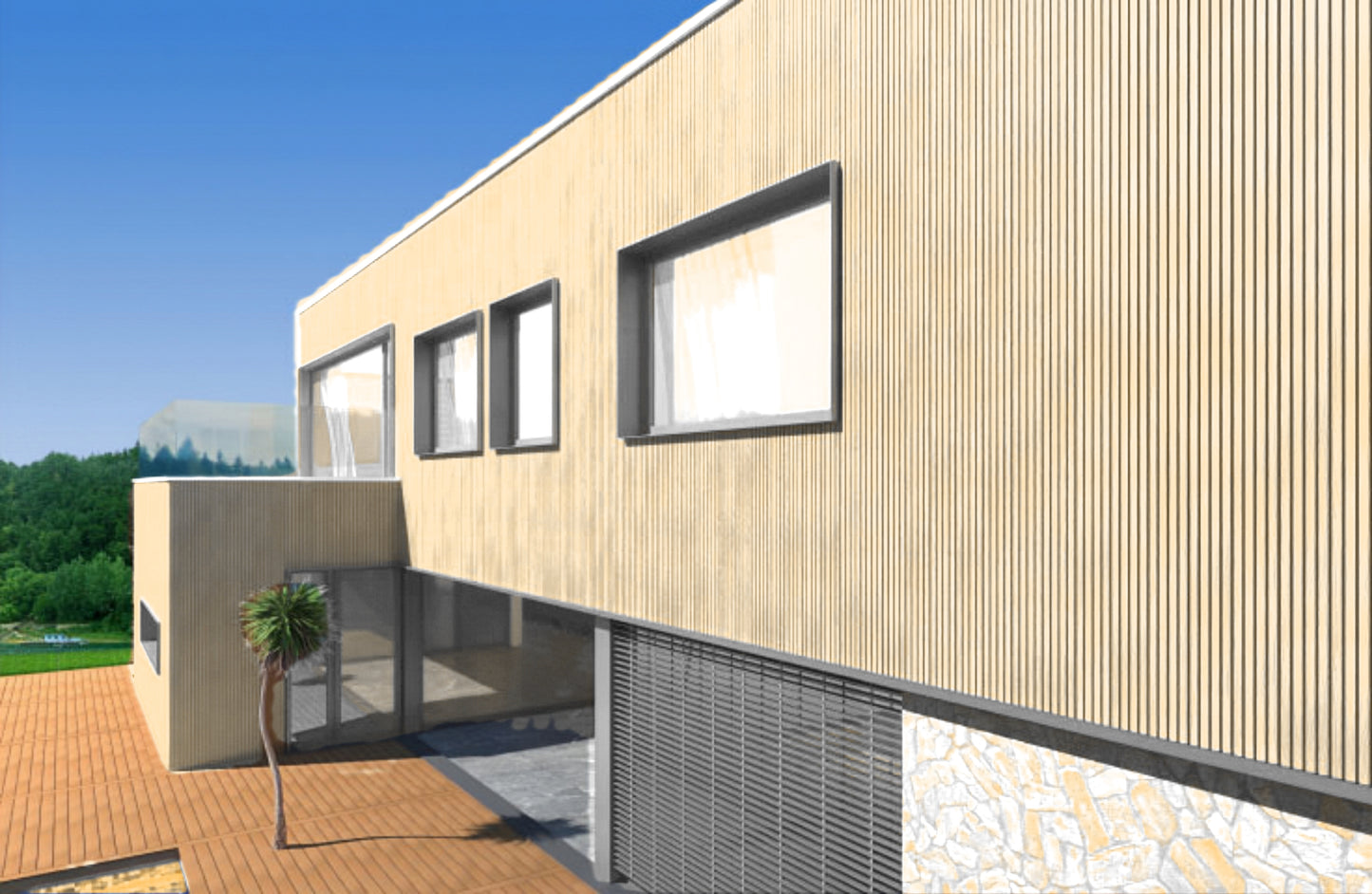 Composiet Gevelbekleding – Japandi Beige – 3D Nerf – 290 x 22 cm