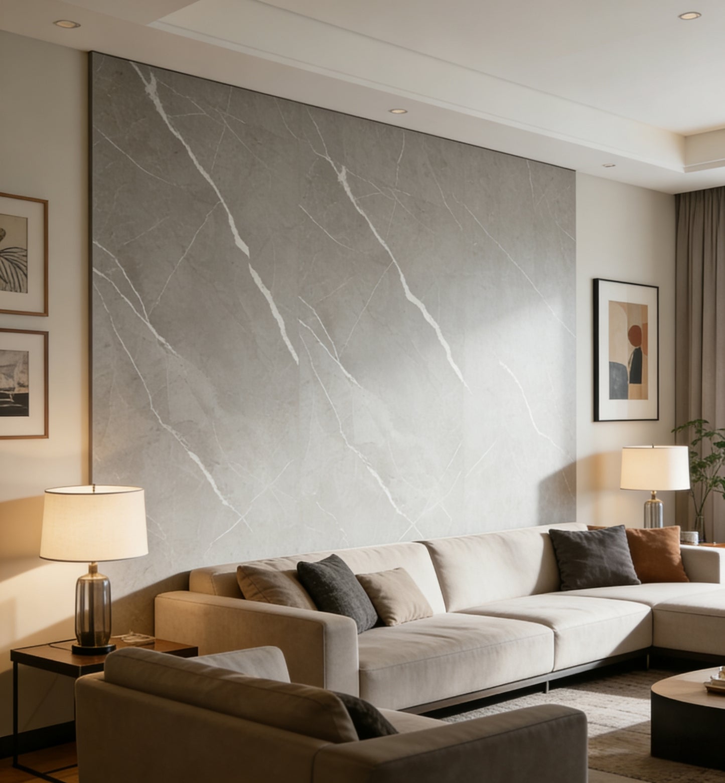 Marmeren wandpaneel plaat - Marmo Cemento - 280 x 122 x 0.5cm