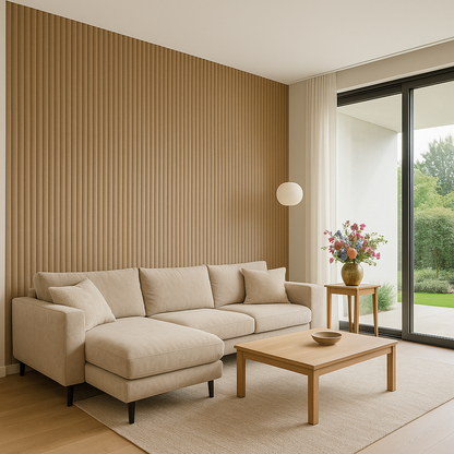 Suède Akoestisch Wandpaneel – Desert Taupe – 280 x 60 cm