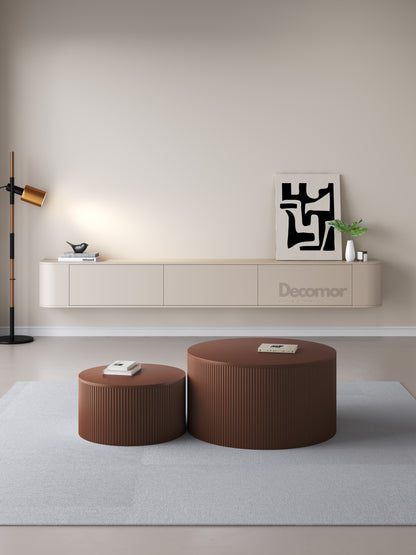 Chic Curve Ronde TV Meubel 240 cm – Zwevend – Japandi Beige