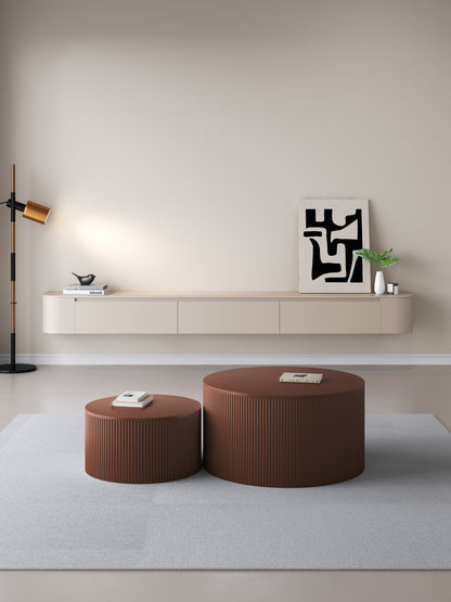 Chic Curve Ronde TV Meubel 240 cm – Zwevend – Japandi Beige