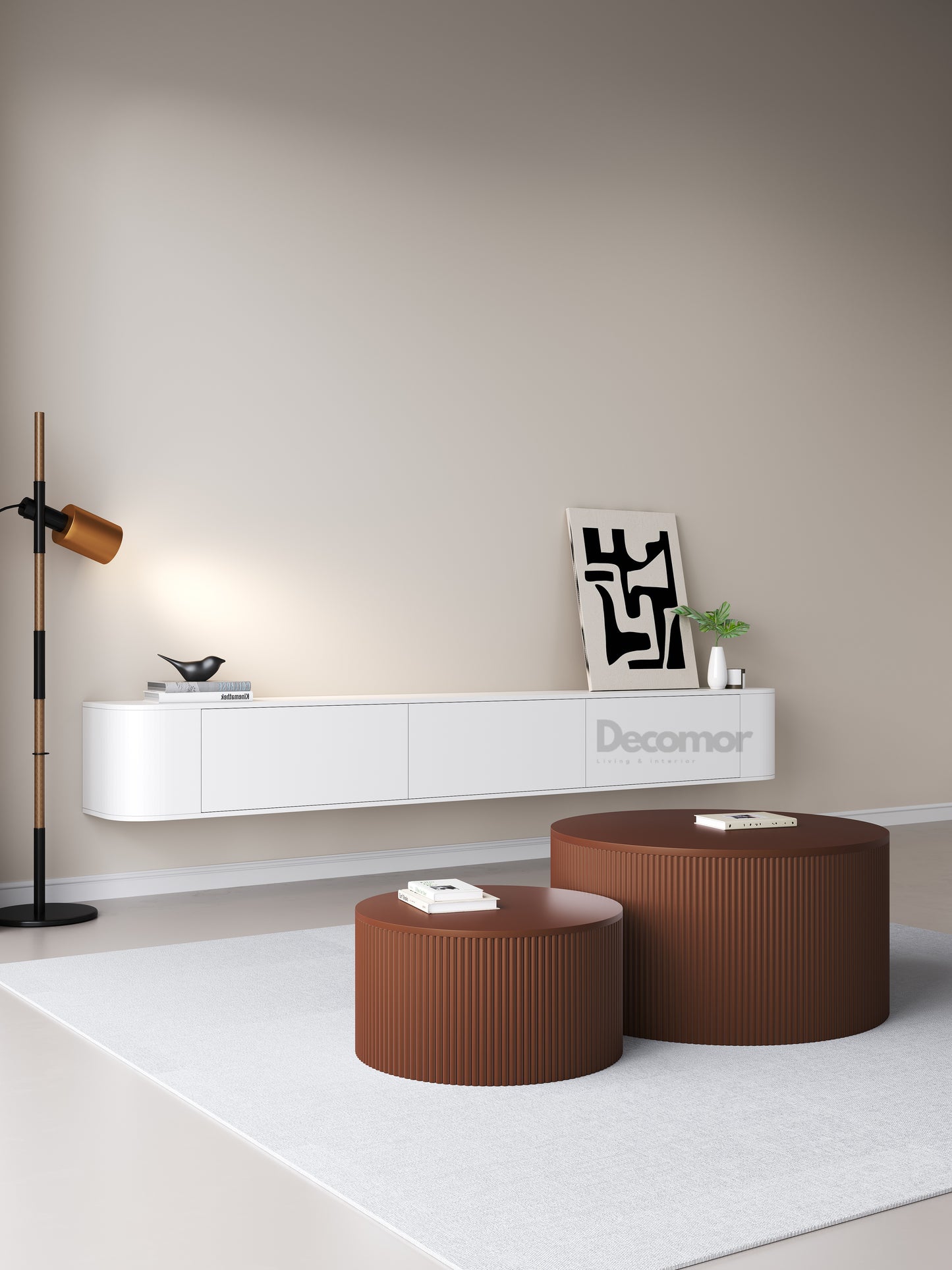 Chic Curve Ronde TV Meubel 272 cm – Zwevend – Wit Mat