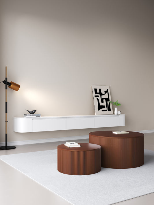 Chic Curve Ronde TV Meubel 272 cm – Zwevend – Wit Mat
