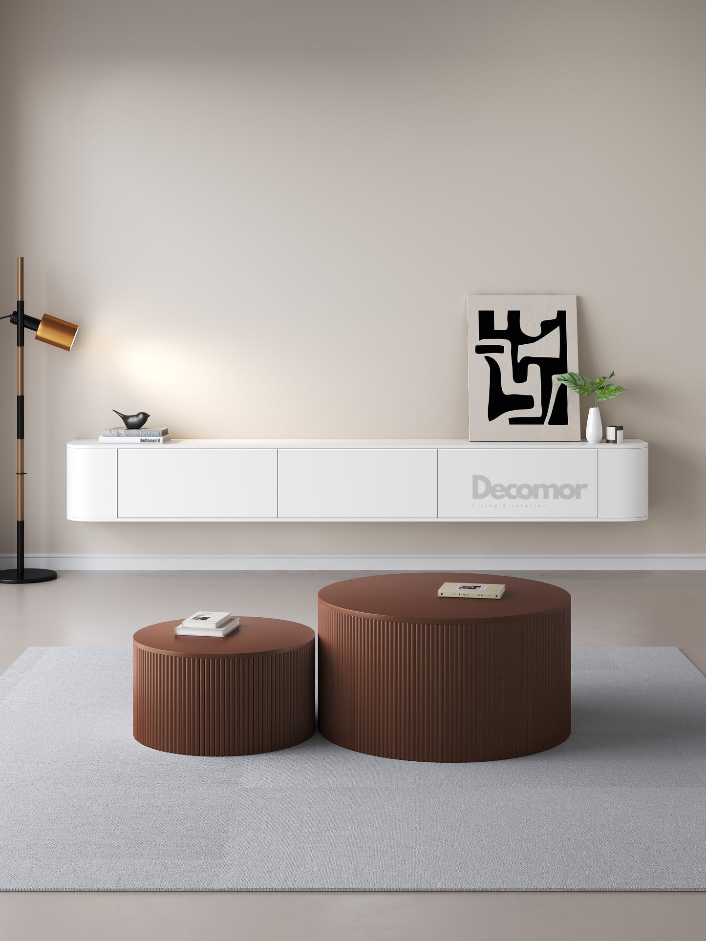 Chic Curve Ronde TV Meubel 272 cm – Zwevend – Wit Mat