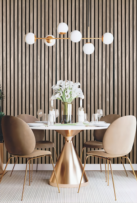 Akoestische wandpanelen - 280 x 60 cm - Walnoot Eiken - Lattenwand - Akupanel - 3 zijdig houtfineer