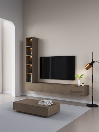 Chic Elegante Vakkenkast met LED – Walnoot Eiken – 200x40x40 cm