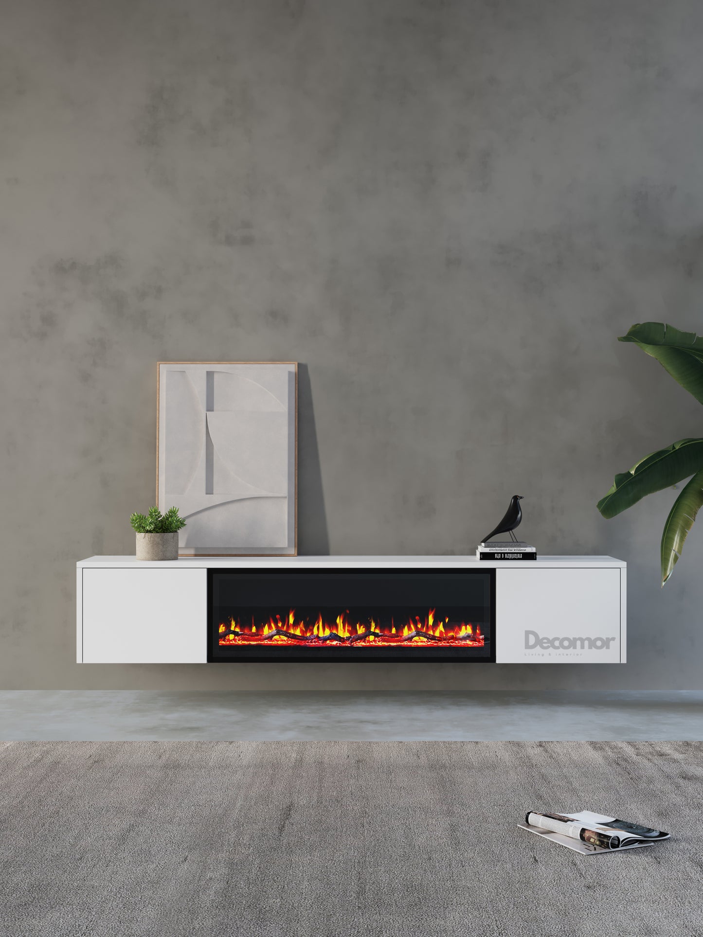 Chic TV Meubel met Elektrische Sfeerhaard – 180 cm – Pure White