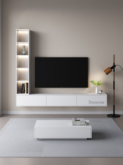 Chic Elegante Vakkenkast met LED – Wit Mat – 200x40x40 cm