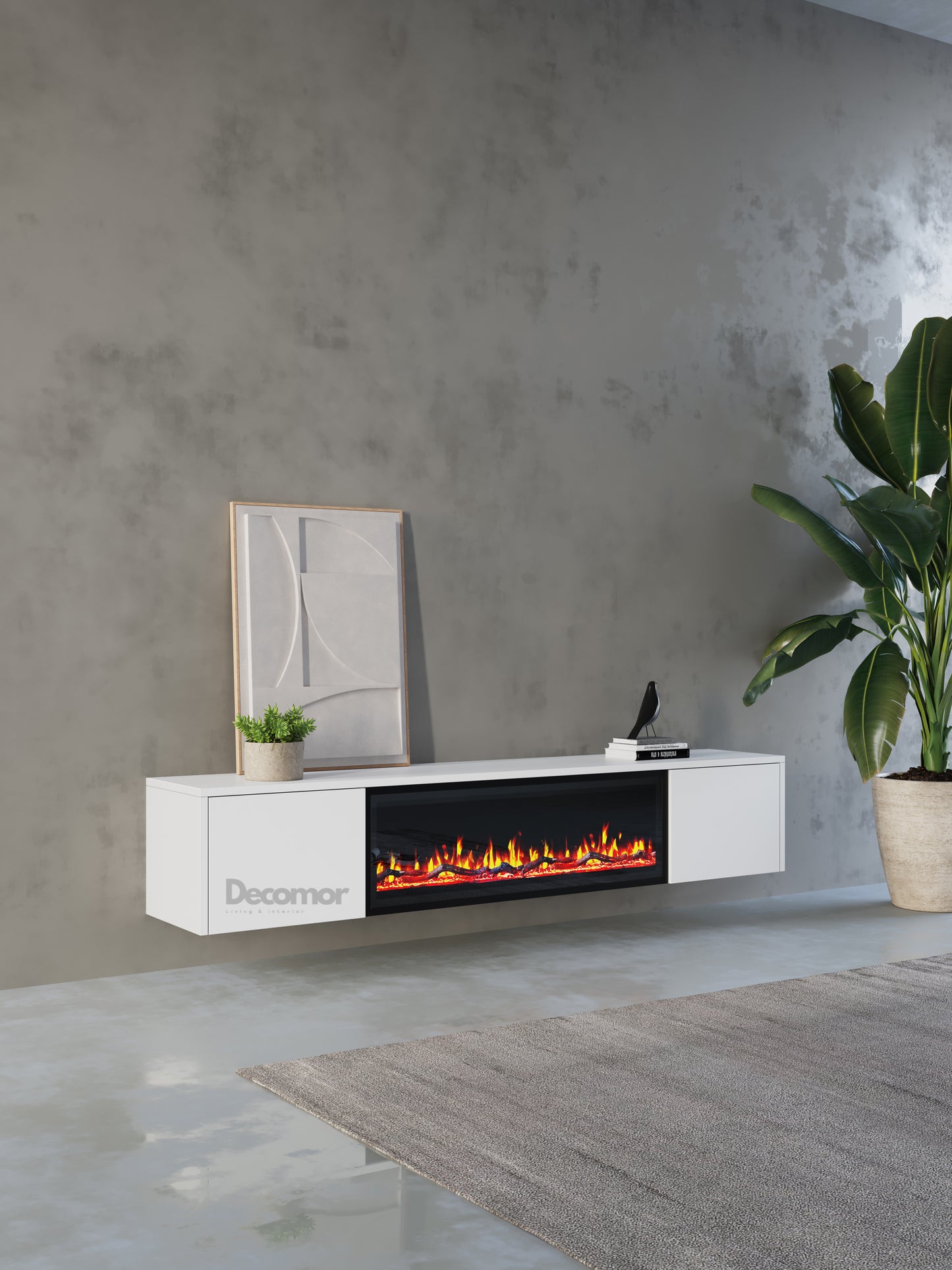 Chic TV Meubel met Elektrische Sfeerhaard – 240 cm – Pure White