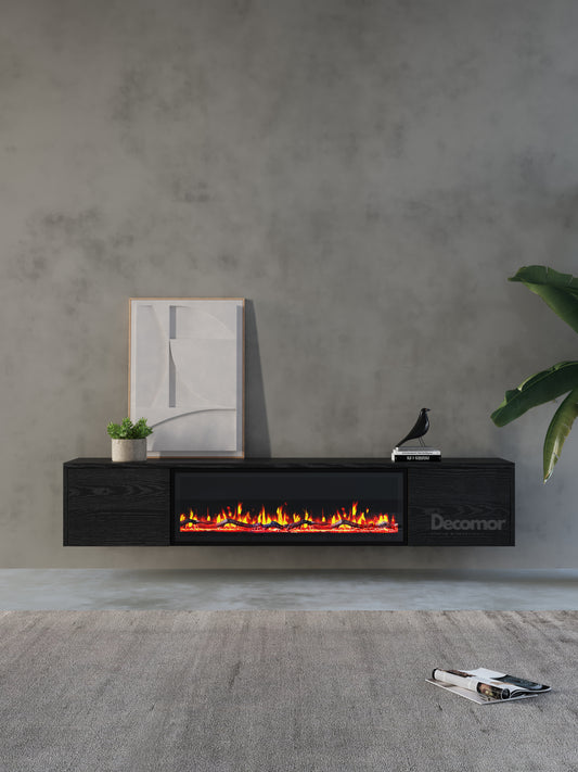 Chic TV Meubel met Elektrische Sfeerhaard – 180 cm – Zwart Eiken