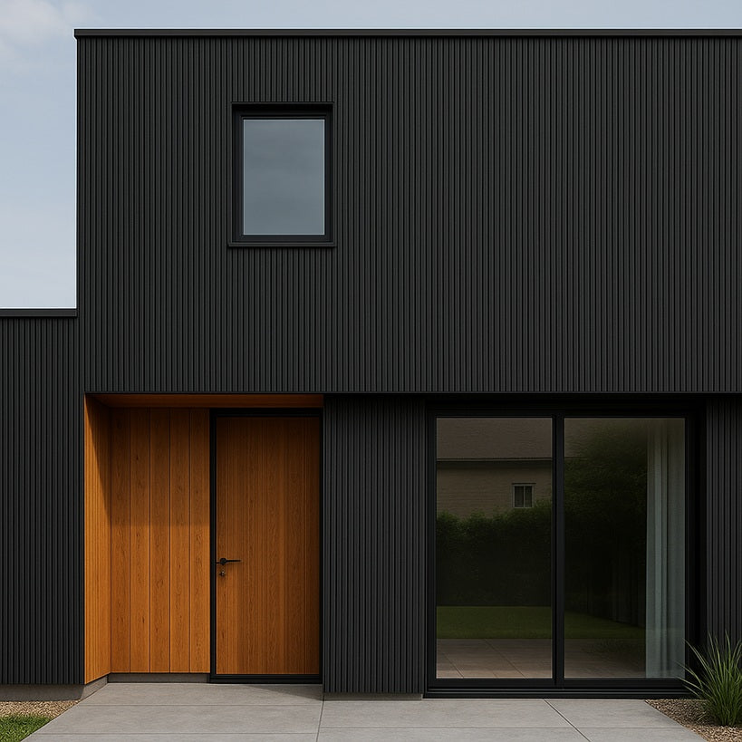 Composiet Gevelbekleding – Zwart Eiken – 3D Nerf – 290 x 22 cm