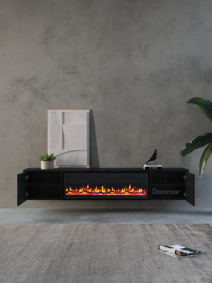 Chic TV Meubel met Elektrische Sfeerhaard – 280 cm – Zwart Eiken