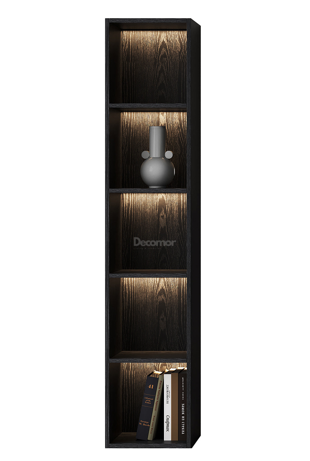 Chic Elegante Vakkenkast met LED – Zwart Eiken – 200x40x40 cm