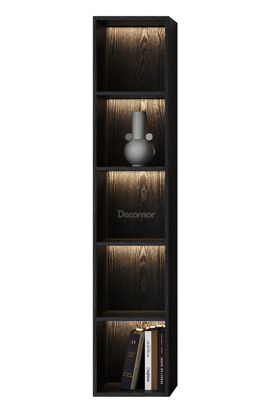 Chic Elegante Vakkenkast met LED – Zwart Eiken – 200x40x40 cm