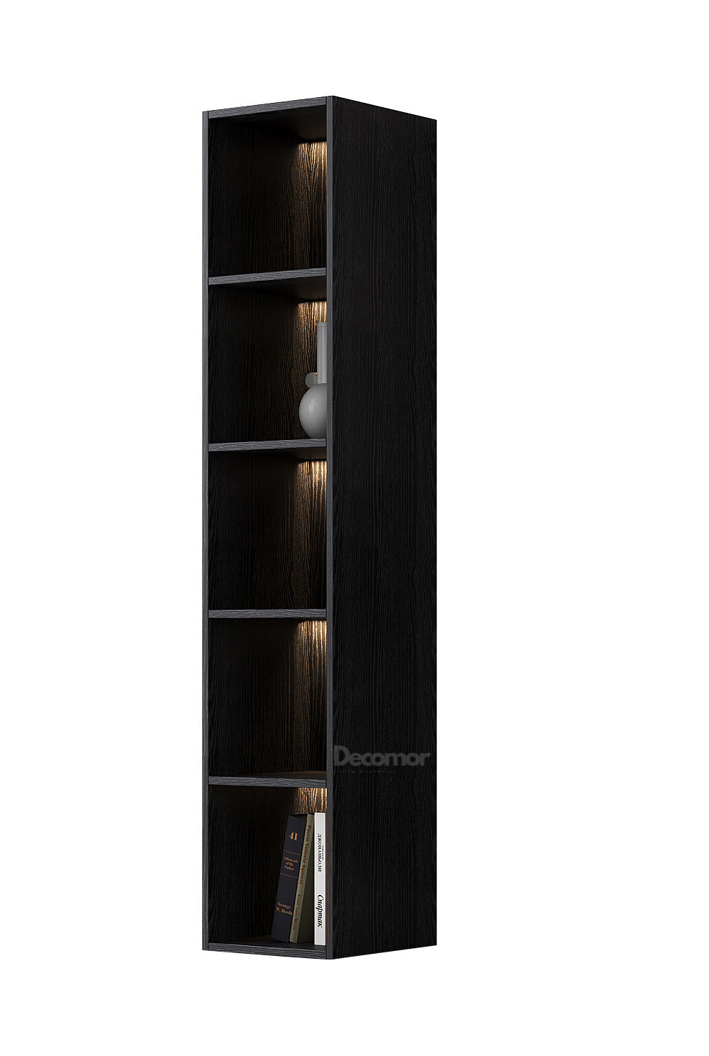 Chic Elegante Vakkenkast met LED – Zwart Eiken – 200x40x40 cm