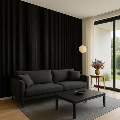 Suède Akoestisch Wandpaneel – Zwart – 280 x 60 cm